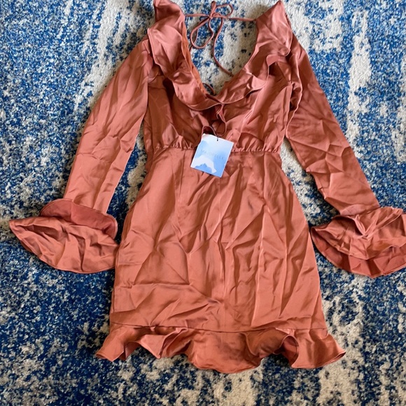 MAJORELLE Nelly Mini Dress in Terracotta Brown XS - Picture 8 of 14